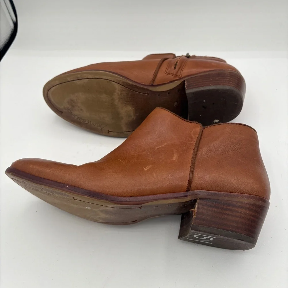 Sam Edelman Brown Leather Ankle Booties with Side Zipper
